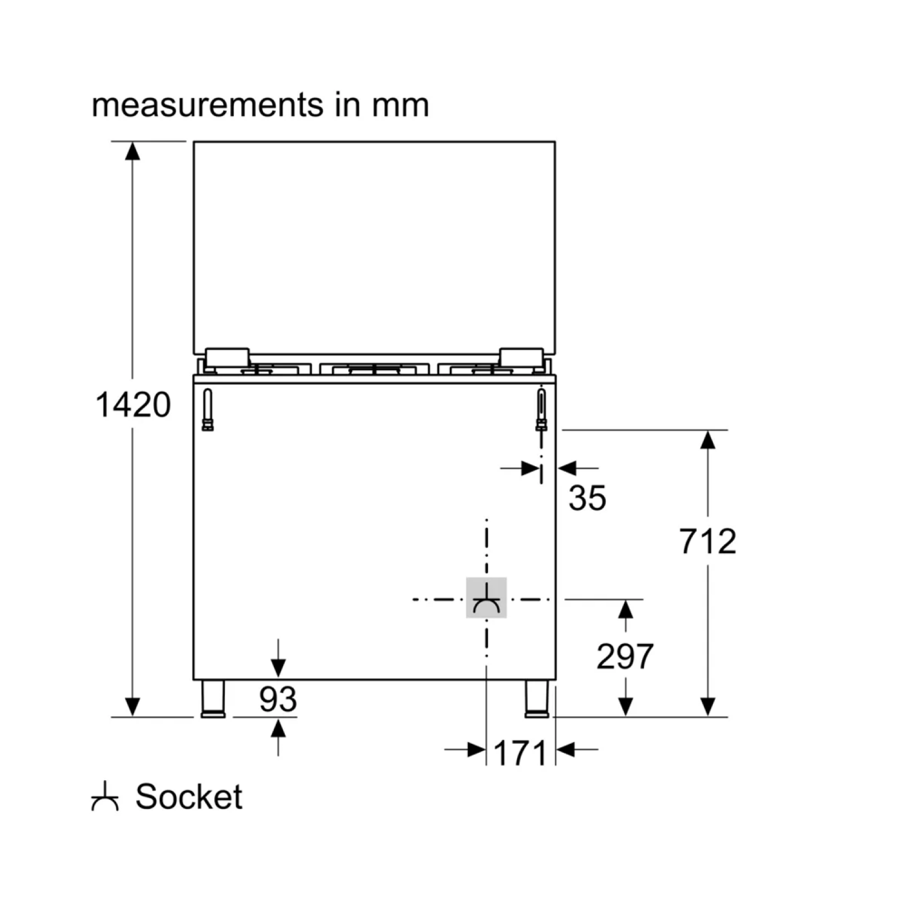 Bosch Gas Cooker / 5 Burners / 60*90 cm / Heavy Grid / Fan / Full Safety / Stainless Steel - (HGV1F0U59M)