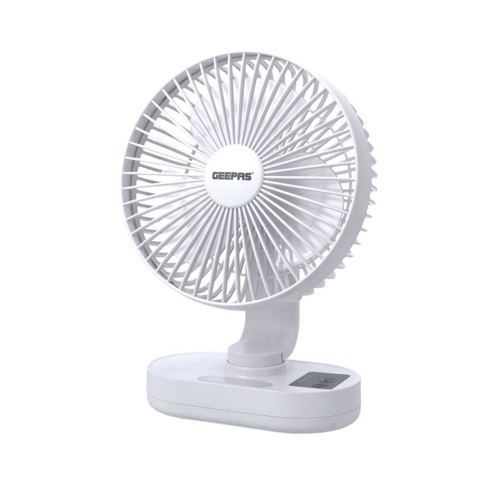 Geepas Rechargeable Fan with Night Light / 8" / 3 Plastic blades / 3 Speed  - (GF21157)