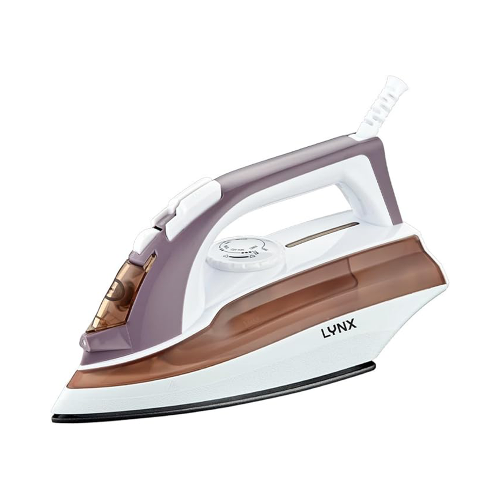 Electric Steam Iron With a Non-stick Plate / Adjustable Heat Regulator / an Indicator Light 1600W / White-Brown - (LYIR3022C)