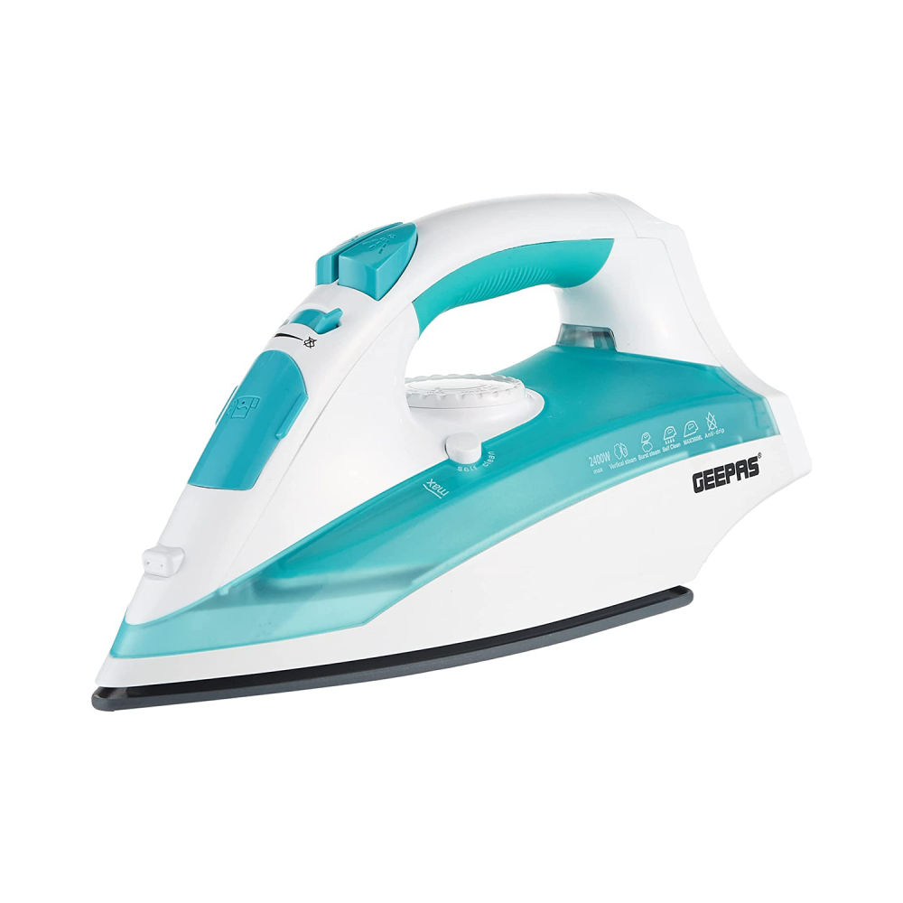 Geepas Steam Iron / Cordless / Ceramic / Anti Drip / Self Cleaning / 2400W / White - (GSI24015)