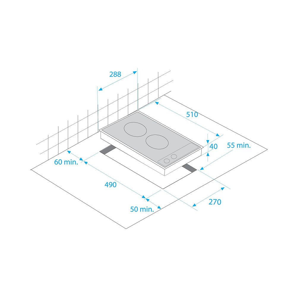 Kelvinator Builtin Electric Hob/Touch/30cm/Ceramic/2 Hotplate - (KLH-VC3TF)