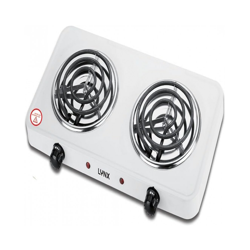 Linx spiral electric hot plate/ two burners /Stainless steel / overheat protection / 2000W / White - (LYHP6016)