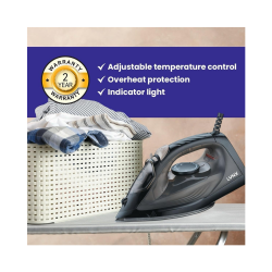 Steam iron / non-stick ceramic base / light indicator 1600 watts / black - (LYIR3021C)