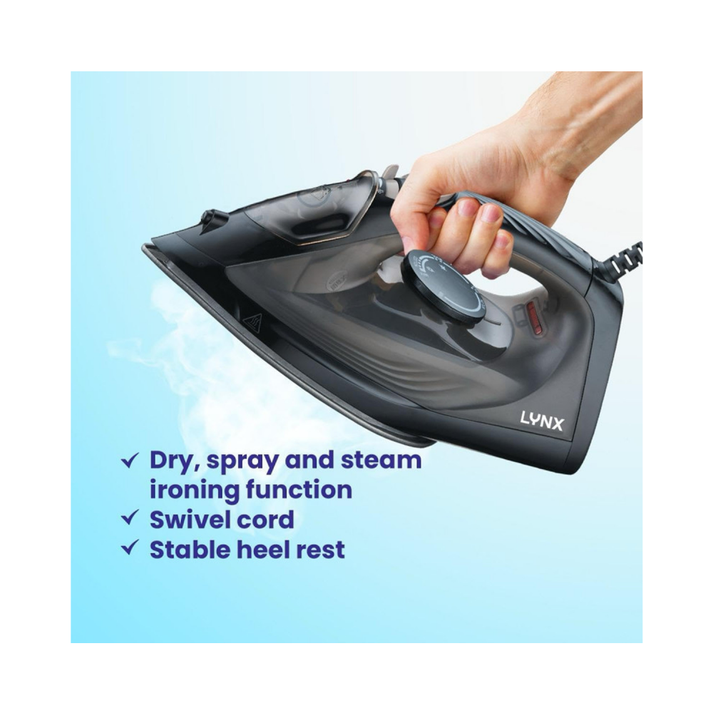 Steam iron / non-stick ceramic base / light indicator 1600 watts / black - (LYIR3021C)