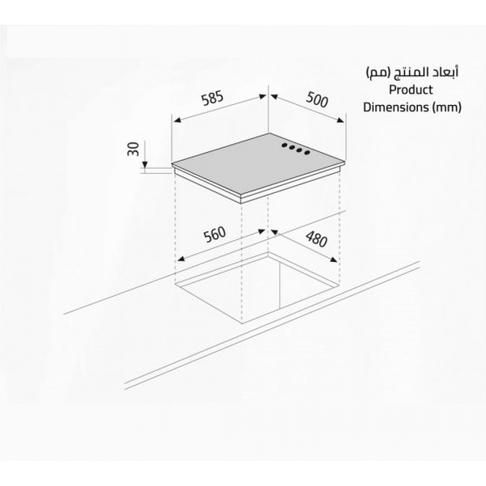 موقد بلت ان كهرباء جليم جاز/60سم/حجر/4 عين - (P6LE0I)