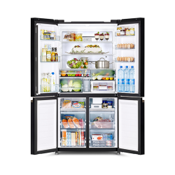 Hitachi Side by Side Deluxe French Door Refrigerator / Inverter / 20.80 cu/ft. / Side by Side - 4Door / Clear Black-Glass - (R-WB720PS1GCK)