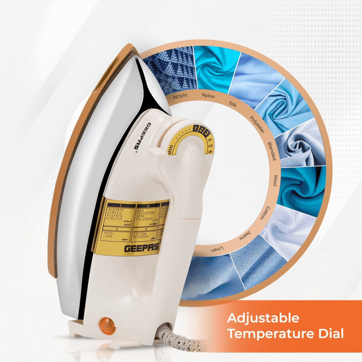 ⁦كوايه جافة جيباس , تفلون , 1200وات , ابيض - (GDI23011)⁩ - الصورة ⁦3⁩