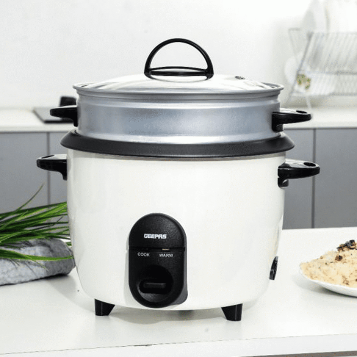 جيباس طاهي أرز كهربائية , 1.5 لتر,500 واط , ابيض - (GRC35011) - Image 1