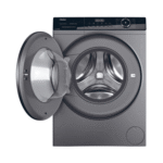 ⁦غسالة هاير أوتوماتيك , تحميل أمامي , ماتور عاكس , دوران مباشر , 10 كجم , 15 برنامج , فضي - (HW100-BP14939S8)⁩ - الصورة ⁦2⁩