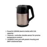 غلايه كهربائية رويال, استيل ,1.8 لتر ,1500وات - (RA-EK1843) - Image 3