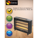 دفاية كهربائية ساراي, ترموستات قابل للتعديل ,4 شمعة,كفرات,2150 واط - (WHT6040) - Image 3