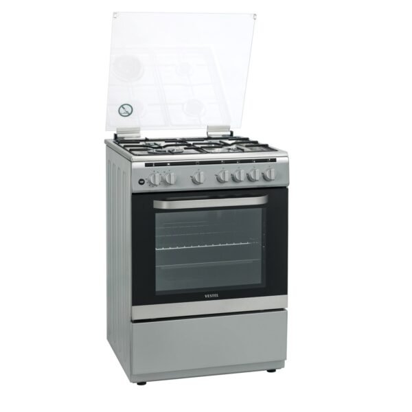 Vestel Gas Oven, 4 Eyes, 60*60 cm, Enamel Stove Type, Full Safety, Stainless Steel - (FG6P4089NX)