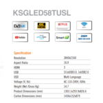 شاشة سوبر جنرال 58بوصة , 4كيه , سمارت , رسيفر مدمج , 2يو اس بي , 3اتش دي ام اي , 60هيرتز - (KSGLED58TUSNL) - Image 2