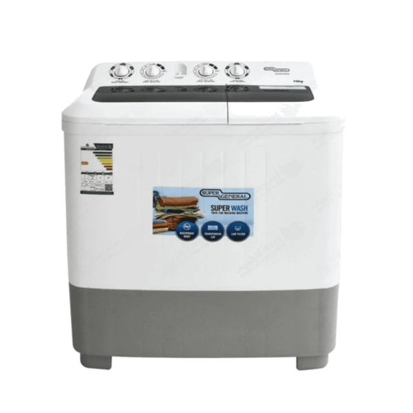 Super General Double Sink Washer, 10kg, White - (KSGW1086N)