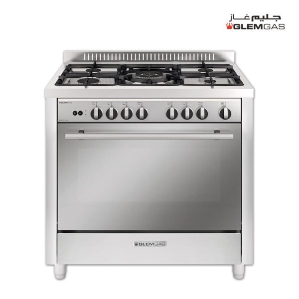 فرن غاز جليم جاز,5عيون,60*100 سم,امان كامل,مروحة,ستيل - (MX167GIFSMF)