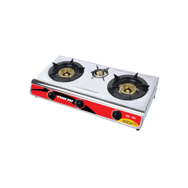 Nikkei Tabletop Gas Cooker, 3 Eyes, Stainless Steel - (NG845K1)