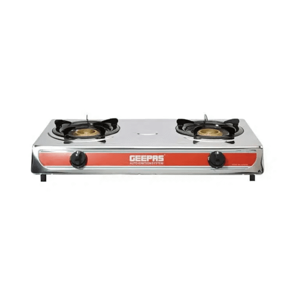 Gebas Tabletop Gas Cooker, 2 Eyes, Self-Ignition, Stainless Steel-Orange (GK5605)
