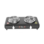 Royal Spiral Electric Hotplate, Two Burners, Stainless Steel, Overheat Protection, 2000W, Black - (RA-HPD155)