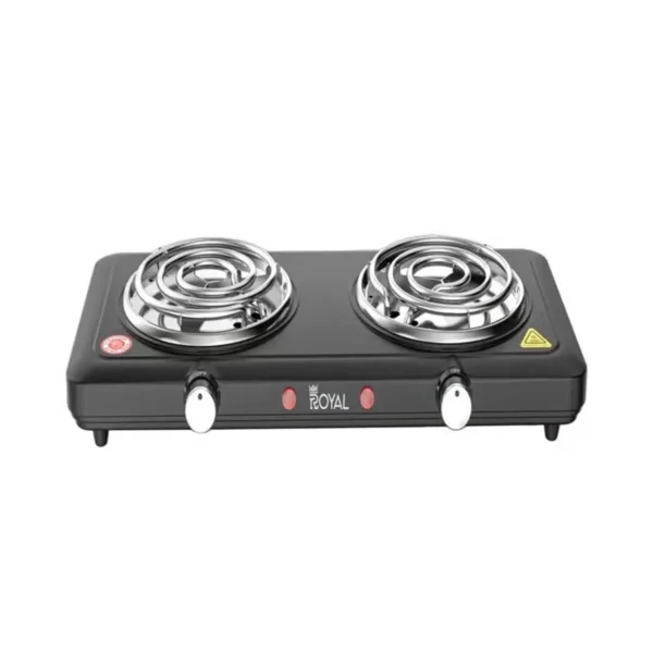 Royal Spiral Electric Hotplate, Two Burners, Stainless Steel, Overheat Protection, 2000W, Black - (RA-HPD155)